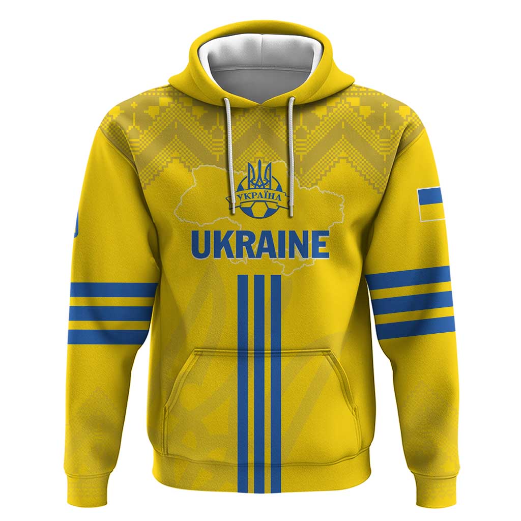 Custom Ukraine 2024 Football Hoodie Ukrainian Folk Pattern LT01