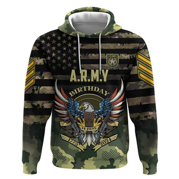 Personalized ARMY Birthday 2024 Hoodie US 249th Anniversary LT01