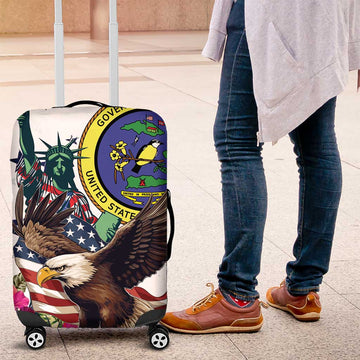 US Virgin Islands 4th of July Luggage Cover US Eagle Statue of Liberty LT01