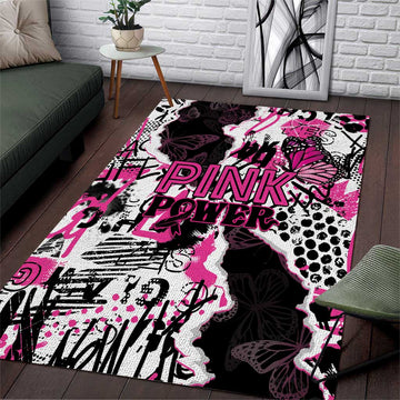Pink Power Graffiti Area Rug Breast Cancer Awareness LT01