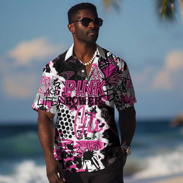 Personalized Pink Power Graffiti Hawaiian Shirt Breast Cancer Awareness LT01