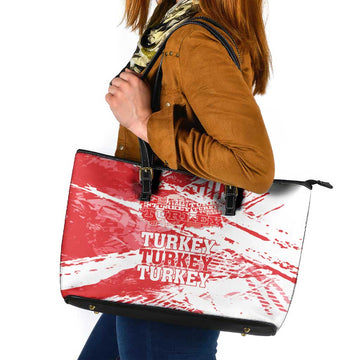 Turkey Leather Tote Bag Turkiye Map Unique Grunge LT01