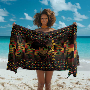 Kwanzaa Festival Sarong with Kinara Candles and African Pattern LT01