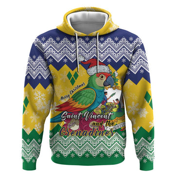 Personalized Saint Vincent and the Grenadines Christmas Hoodie Santa Vincent Parrot LT01