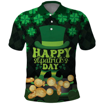 Ireland St Patrick's Day Polo Shirt Irish Shamrocks Leprechaun LT01