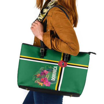 Dominica Leather Tote Bag Waitukubuli Tropical Flower LT01