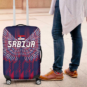 Serbia Sport Fan Jersey Luggage Cover Eagle Wings with Sporty Stripes Style LT03