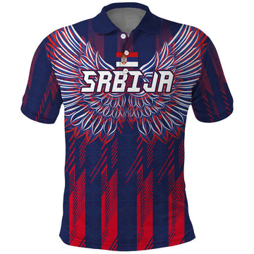 Custom Serbia Sport Fan Jersey Polo Shirt Eagle Wings with Sporty Stripes Style LT03
