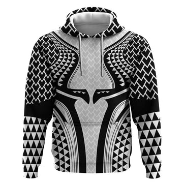 Hawaiian Kakau Art Tattoos Aquaman Style Hoodie White Version LT03