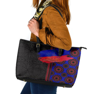 Haiti Flag Day African Seamless Pattern Leather Tote Bag LT03
