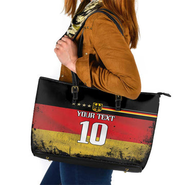 Custom Germany Football Road to the 4th European Championship Leather Tote Bag Black Color LT03