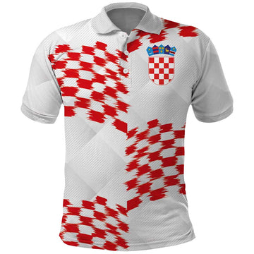 Custom Croatia Football Polo Shirt Kockasti-Grunge Checkers LT03