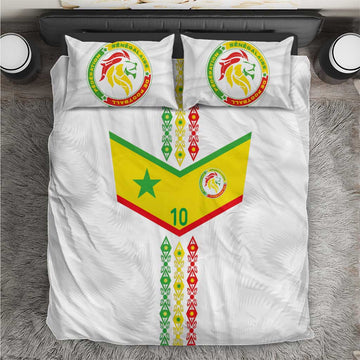 Custom Senegal Football Bedding Set Tricolor African Stripes Motif Sporty Style LT03