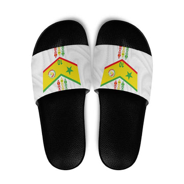 Custom Senegal Football Slide Sandals Tricolor Traditional Patterns Sporty Style LT03