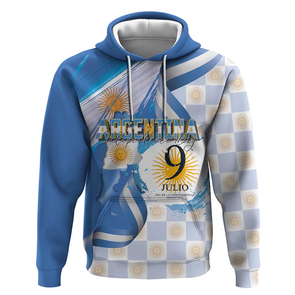Argentina Independence Day Hoodie - Día de la Independencia Brush and Grunge Style LT03