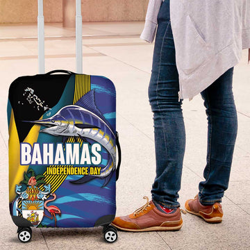 Bahamas Independence Day Luggage Cover National Flag Style with Blue Marlin and Emblem LT03