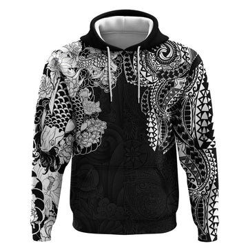 Japanese Irezumi and Hawaiian Polynesian Art Tattoo Hoodie Black Color LT03