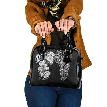 Japanese Irezumi and Hawaiian Polynesian Art Tattoo Shoulder Handbag Black Color LT03