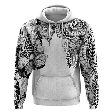 Japanese Irezumi and Hawaiian Polynesian Art Tattoo Hoodie White Color LT03