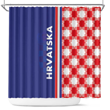 Croatia Hrvatska Checkerboard Half Style Shower Curtain LT03