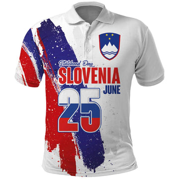 Slovenia Statehood Day Polo Shirt 25 June National Flag Color Brush Stroke Style LT03