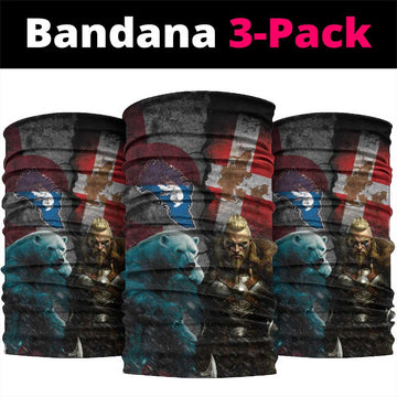 Greenlandic and Danish Together Neck Gaiter Polar Warrior Vikings with National Flag Grunge Style LT03