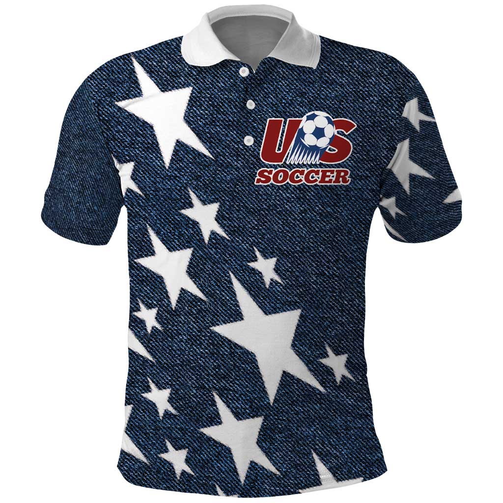 Custom United States Soccer Polo Shirt Retro 1994 Denim Style LT03
