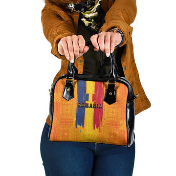 Personalized Romania Flag Day Shoulder Handbag Traditional Pattern Royal Style LT03