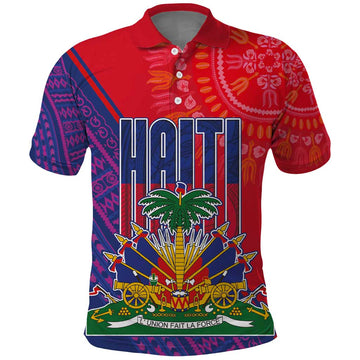 Haiti National Emblem Polo Shirt Dashiki and Polynesian Pattern LT03