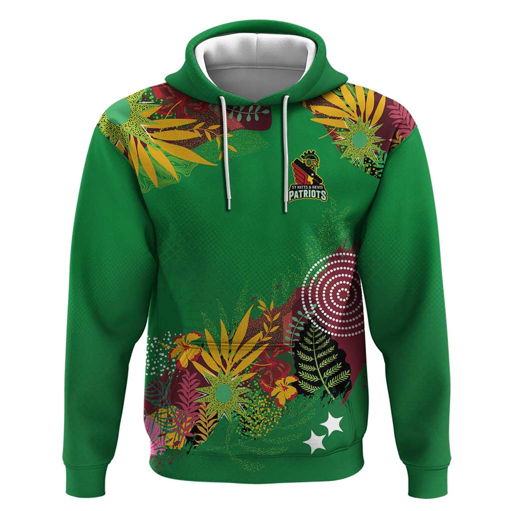 Custom St Kitts and Nevis Cricket Patriots Hoodie Caribbean Tropical Plants Sporty Green LT03