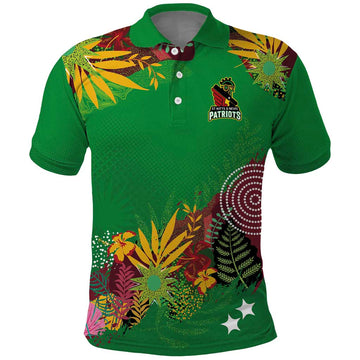 Custom St Kitts and Nevis Cricket Patriots Polo Shirt Caribbean Tropical Plants Sporty Green LT03