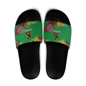 St Kitts and Nevis Cricket Patriots Slide Sandals Caribbean Tropical Plants Sporty Green LT03