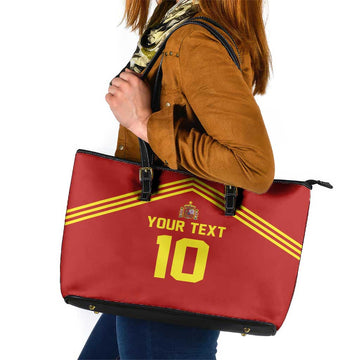 Custom Spain Football 2024 Road To The Champion Leather Tote Bag Vamos a Espana LT03