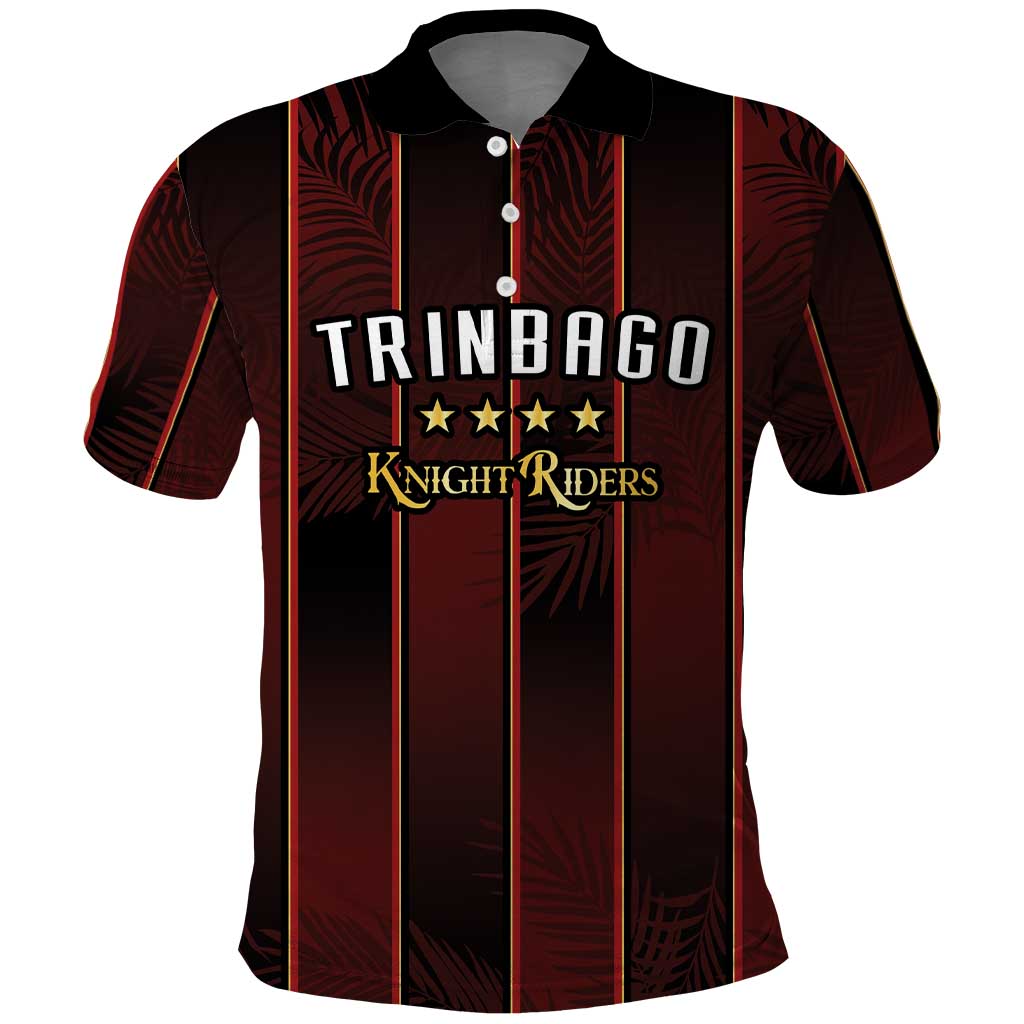 Custom Trinbago Cricket Knight Riders Polo Shirt Palm Leaves with Vertical Stripes Sporty Style LT03
