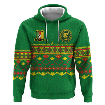 Custom Cameroon Football Hoodie Tribal Motifs Green Color LT03