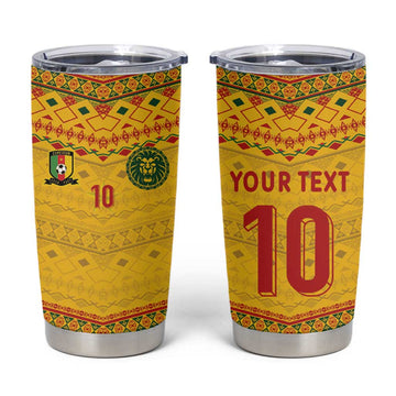Custom Cameroon Football Tumbler Cup Tribal Motifs Yellow Color LT03