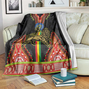 Ethiopia Lion of Judah and The Star Seal Blanket Dashiki Style LT03