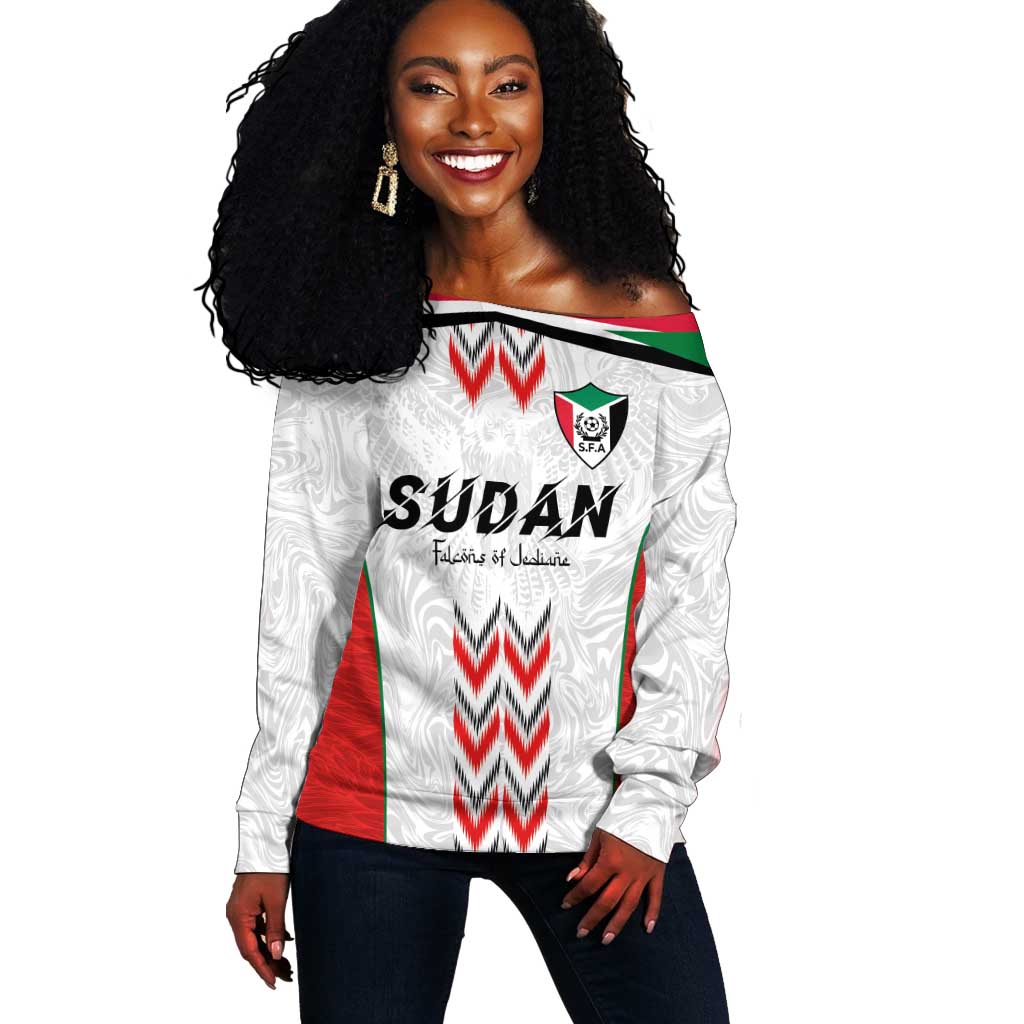 Custom Sudan Football Off Shoulder Sweater Wings of Victory - Go Falcons of Jediane LT03
