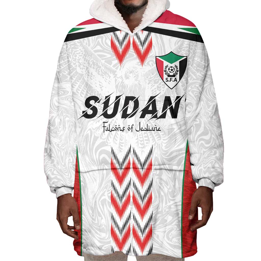 Custom Sudan Football Wearable Blanket Hoodie Wings of Victory - Go Falcons of Jediane LT03
