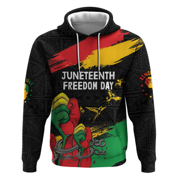 Personalized Juneteenth Freedom Day Hoodie Raised Fist Black Power and Africa Pattern LT03