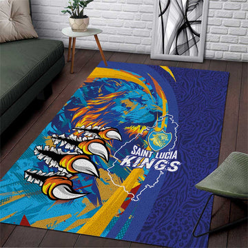 Saint Lucia Cricket Kings Area Rug Caribbean-Roar of Power Lions LT03