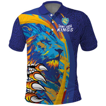 Custom Saint Lucia Cricket Kings Polo Shirt Power Lions of Caribbean LT03