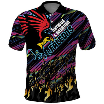 Custom Antigua & Barbuda Cricket Falcons Polo Shirt Through The Fire LT03