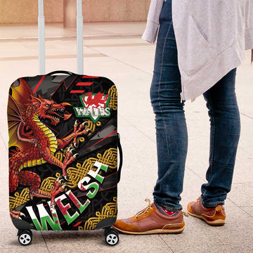 Welsh Celtic Luggage Cover Wales Y Ddraig Goch with Celtic Knot Sporty LT03