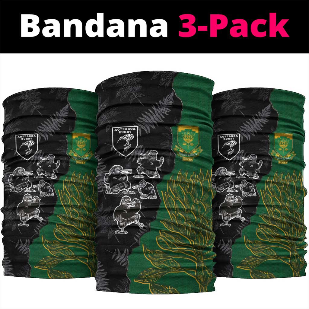 Aotearoa South Africa Rugby Freedom Cup Neck Gaiter Kiwi Warriors Haka with King Protea Symbol LT03