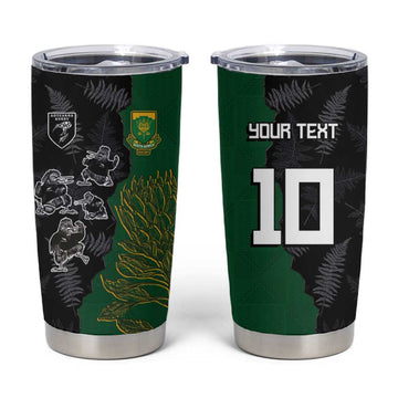 Custom Aotearoa South Africa Rugby Freedom Cup Tumbler Cup Kiwi Warriors Haka with King Protea Symbol LT03