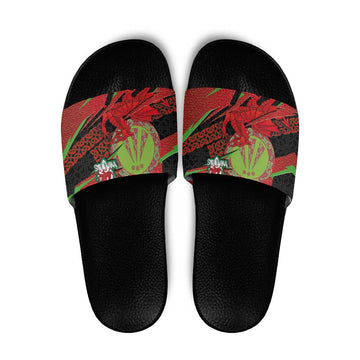 Welsh Celtic-Awen Slide Sandals Wales Y Ddraig Goch with Celtic Knot Sporty LT03