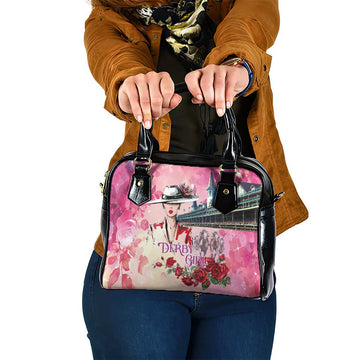 Kentucky Horses Racing Shoulder Handbag Churchill Downs Derby Girl Watercolor Style LT03