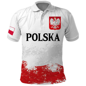 Personalized Polish National Flag Day Polo Shirt Polska White Eagle Grunge Style LT03