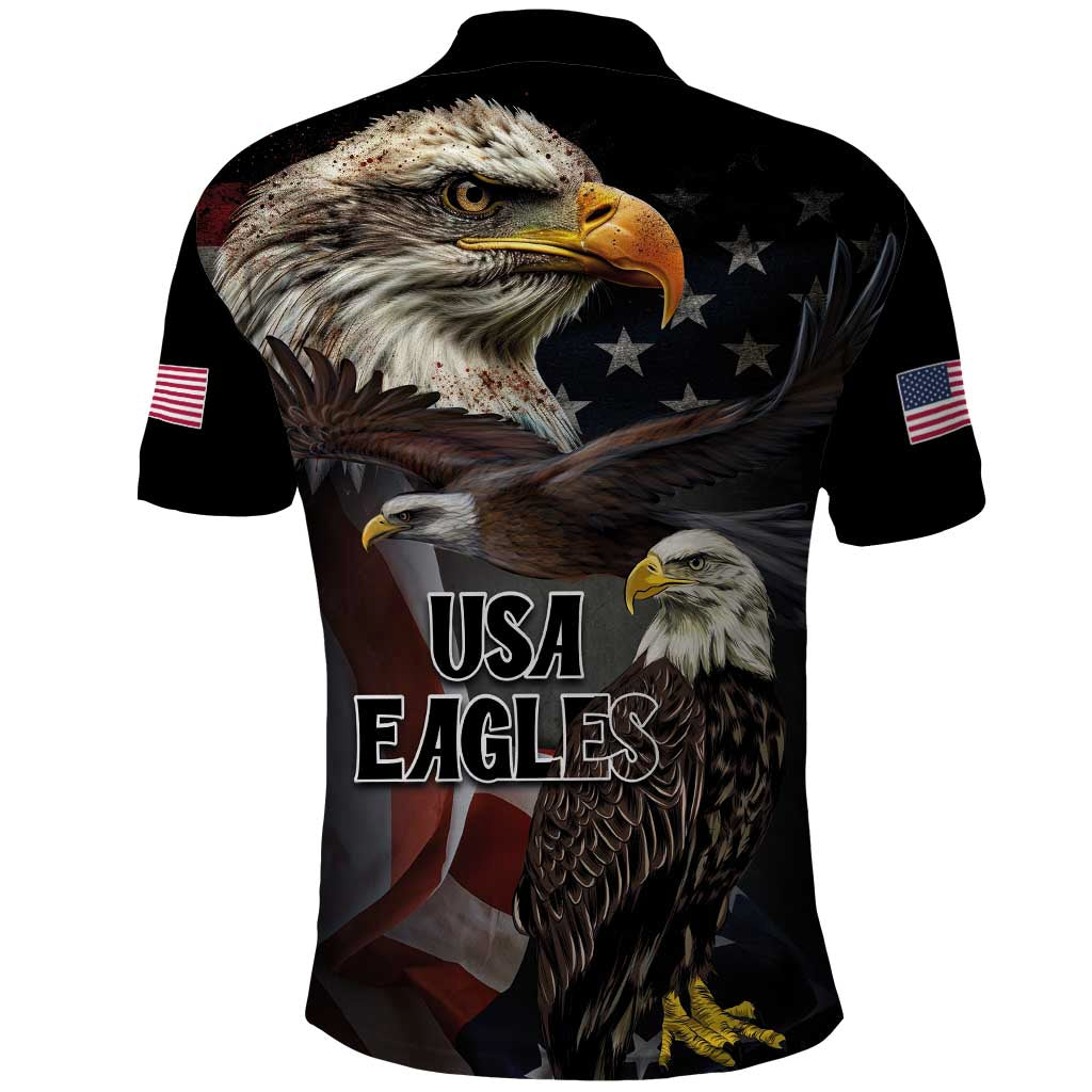 American Eagles Polo Shirt United States Flag Vintage Style LT03